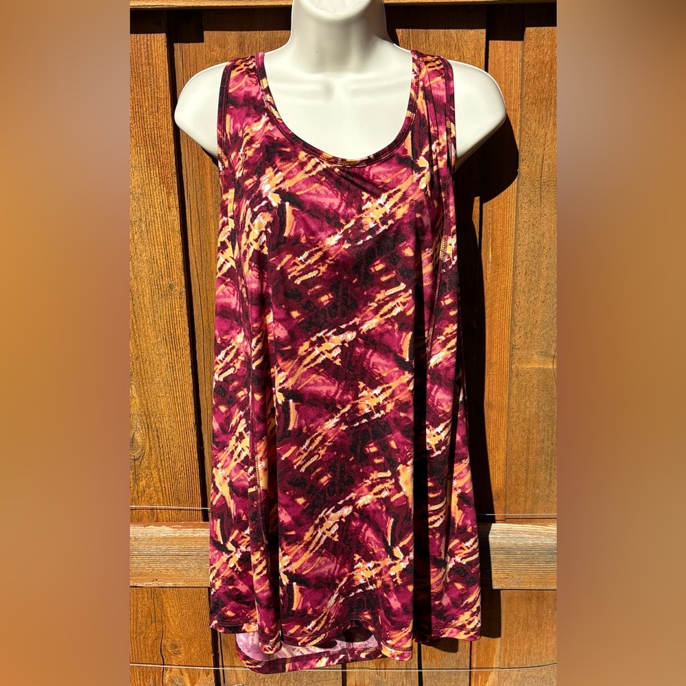 Lane Bryant LIVI Purple Mixed Print Tunic Tank Size 14/16.
